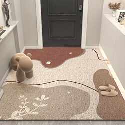 Simple Modern Entrance Doormat, Silk Loop Carpet, Home Entrance Mat, Light Luxury Foyer Mat, Non-Slip and Customizable