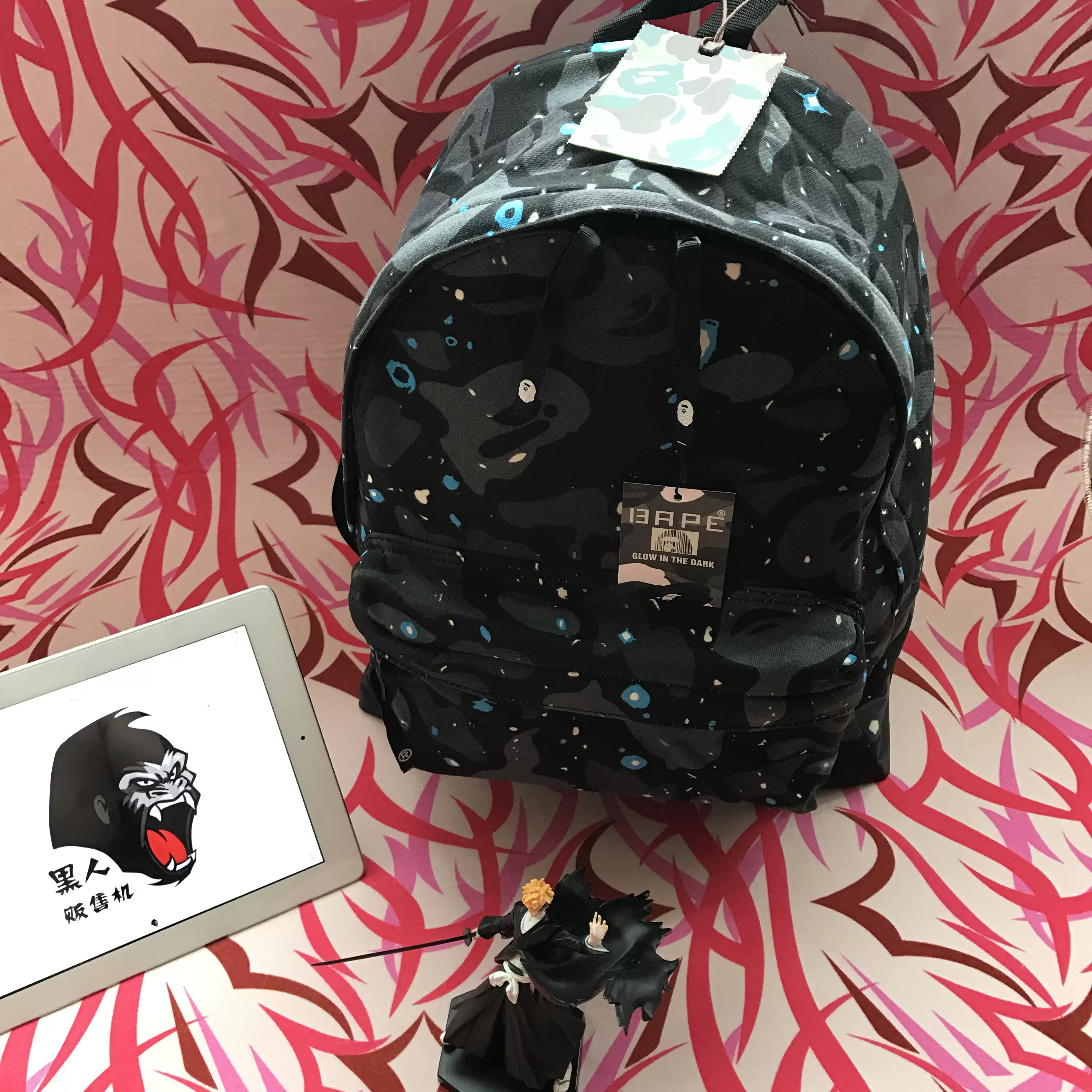 黑人出品】BAPE SPACE CAMO DAY PACK 星空夜光迷彩双肩包背包-Taobao