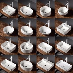 Small Countertop Washbasin for Balcony, Artistic Ceramic Washbasin, Single Basin, Countertop Sink, Household Basin