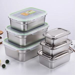 
Thickened stainless steel crisper commercial hotel refrigerator storage box with lid sealed lunch box large capacity food box