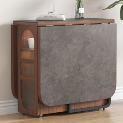 Folding Slate Dining Table for Home Use, Small Apartment Dining Table, Modern Dining Table and Chairs, Foldable Solid Wood Table, Movable