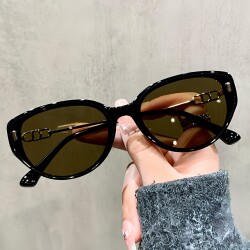 Japanese Fruoruo Zhao Liying Style Brown Cat-Eye Sunglasses for Women, Uv Protection, Driving Sun Protection