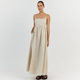 posed French square collar black white cotton linen suspender dress for women's temperament beach slim vacation long skirt