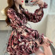Ruffle printed flared sleeve top with light-produced French niche slim waist-hugging shirt unique beautiful shirt for women