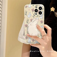 Apple, huawei, honor, совместимый кролик, iPhone 13, мультяшный чехол для телефона, защитный чехол, в цветочек, iphone, P40, женский стиль