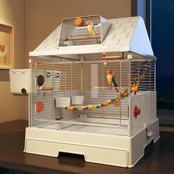 Luxury Bird Cage Villa for Domestic Parrots, New Splash-Proof Design for Cockatiels, Budgerigars, Lovebirds, and Small Sunbirds, Large Size for Home Use