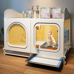 Rabbit Cage Villa for Home Use, Large Pet Rabbit Nest with Panoramic View and Integrated Toilet, Specially Designed for Dwarf Rabbits and Guinea Pigs