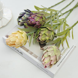 Simulated home artichoke flower arrangement decorative flower succulent fake flower long branch flower artichoke fruit living room decoration artificial plant