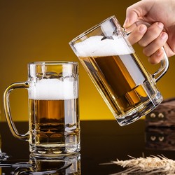 A Whole Box of 48 Draft Beer Glasses with Handles, Glass Tea Cups, Special Beer Glasses for Barbecue Restaurants, Hotels, and Food Stalls, Hero Cups