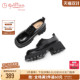 Goldlion Loafers Spring and Autumn New Retro British Style Casual Oxford Shoes Thick Sole Increased Black Small Leather Shoes for Women