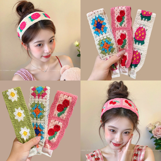 Li Qin's same style hair dip sticker bangs sticker knitted embroidered hairband Velcro hair sticker broken hair arrangement artifact