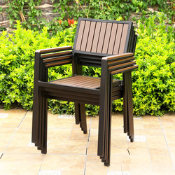 Courtyard Stool Chair, Anti-Corrosion Plastic Wood Outdoor Stool, Single Chair, Balcony Outdoor Leisure Cafe Open-Air Backrest Dining Chair