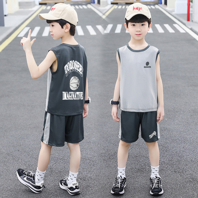 Boys basketball uniform quick-drying thin section sleeveless suit ...