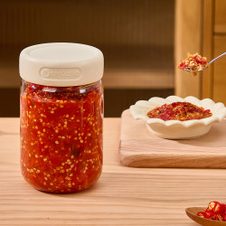 Special Jar for Chili Sauce, High Borosilicate Glass Jar for Garlic Sauce, Sealed Oil Jar, Empty Bottle, Chopped Pepper Dispensing Bottle