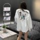Korean Dongdaemun fashionable age-reducing cartoon printed plus velvet shirt jacket for women loose casual autumn and winter layered tops