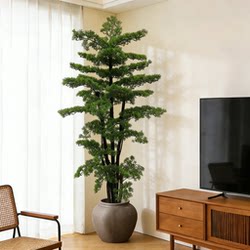 Artificial Welcoming Pine Tree, High-End Luxury Living Room Decoration, Large Tv Cabinet Floor-Standing Vintage-Style Faux Plant