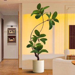 Large Living Room Floor-Standing Ornaments, Indoor Sofa Side Decorative Ornaments, Fake Green Plants, Black Diamond Rubber Tree, Simulated Green Plants