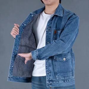 Add velvet thick denim jacket men to keep warm, wear -resistant, wind -resistant Winter middle -aged men's large size loose denim jacket