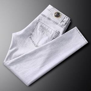 
Autumn denim trousers, retro washed jeans, men's Korean style slim-fit elastic small-leg pants, casual and versatile trend