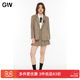 GW large size fat MM 2025 autumn new plaid suit jacket skirt JK uniform college style suit for women