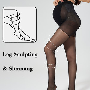 
1 pair of black maternity pantyhose, simple maternity belly support and leggings