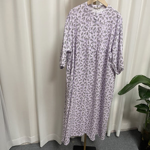 
Premium daily single SM2 imitation floral dress with sequin women's loose button long skirt round neck printed waist skirt