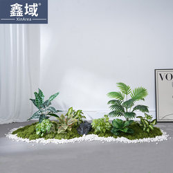 Simulated Green Plant Landscaping Combination for Indoor Display Cases and Corners, Bionic Moss Micro-Landscape, Fake Green Plant Scene Decoration Arrangement