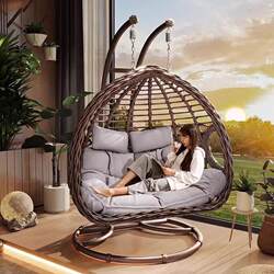 Outdoor Swing Hanging Chair, Courtyard Double Hanging Chair, Home Balcony Indoor Trendy Bird's Nest Hammock, Rattan Chair, Rocking Chair