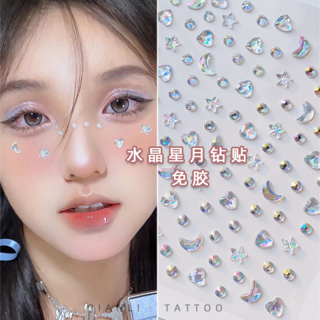 Star glue-free shiny diamond stickers, concert face stickers, face ...