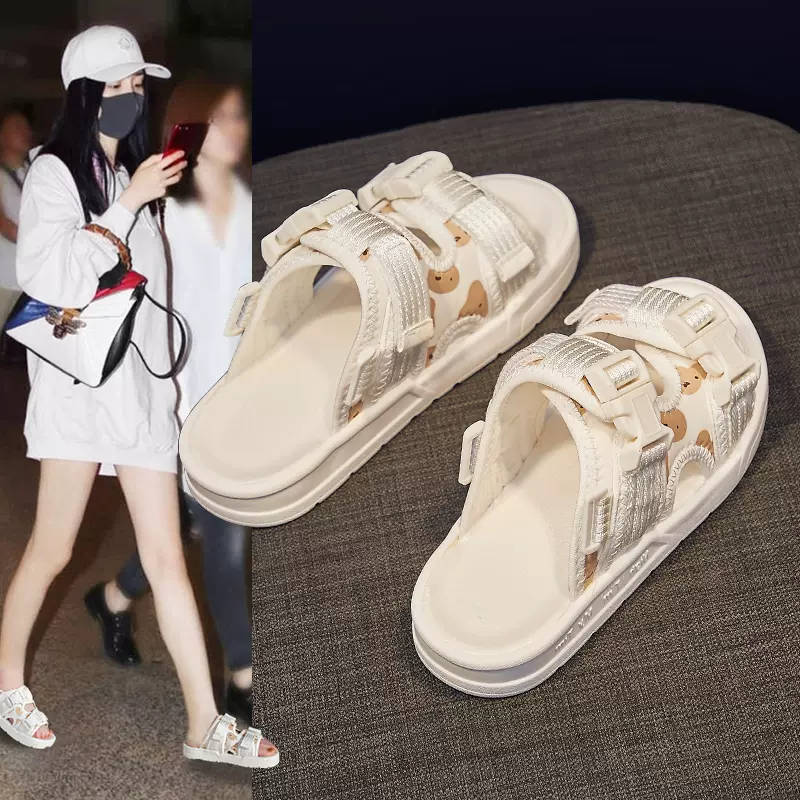 韓國拖鞋女夏外穿夏季新款百搭時尚休閒平底涼鞋沙灘兩穿外出涼拖-Taobao
