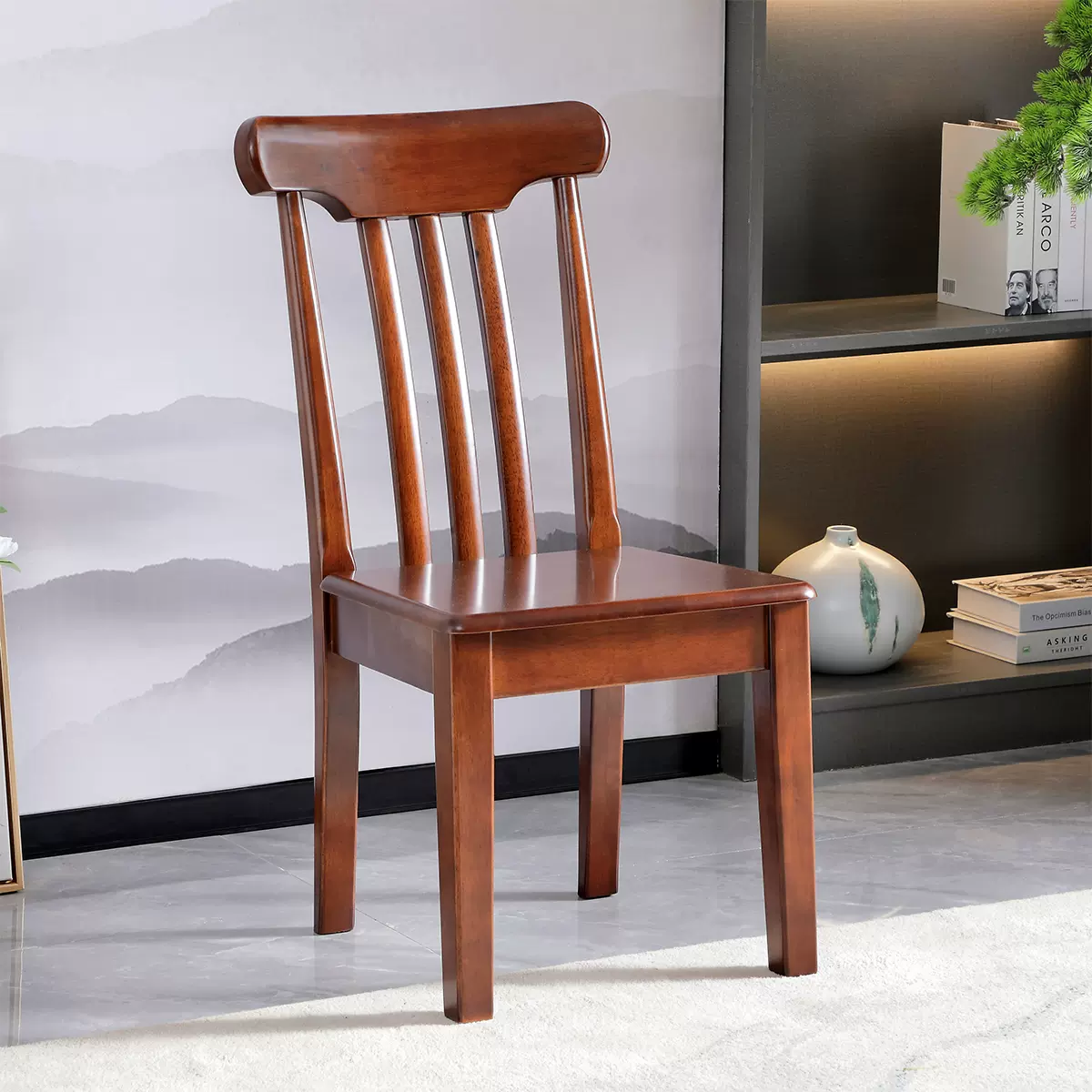 实木餐桌椅子家用书桌椅现代简约木制原木中式书桌椅