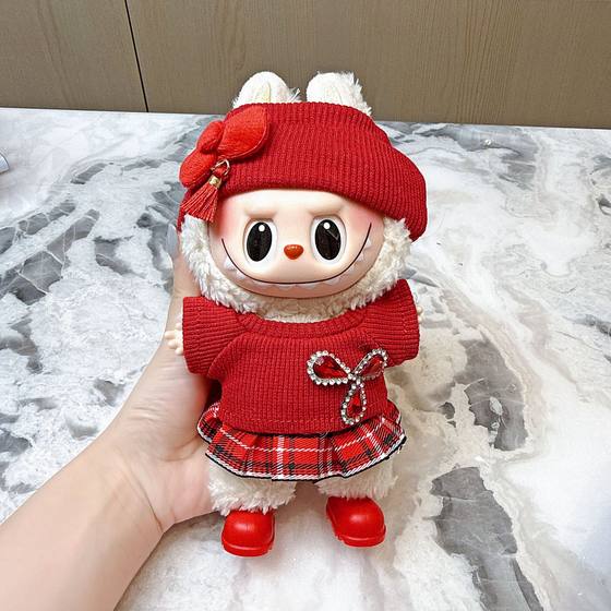 
New Year's suit 1st, 2nd and 3rd generation rag cloth baby clothes red knitted sweater plaid skirt suit rag cloth clothes