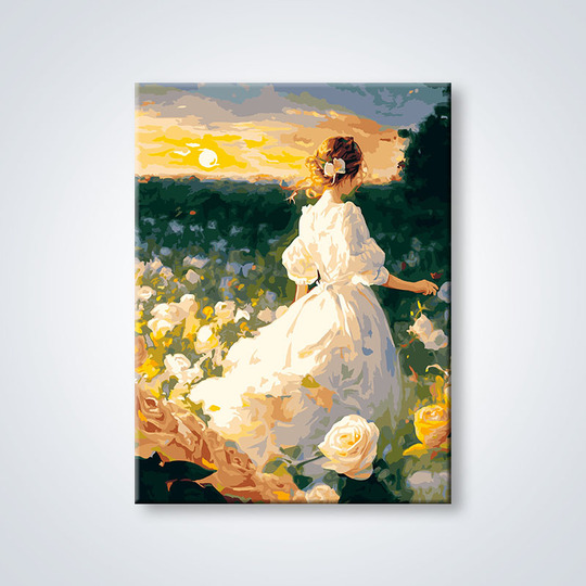 油絵。64cm×76cm。「アリス」高級額入り。 不思議の国のアリス DIY 油絵 - リネンに手描きの アクリル、額入り