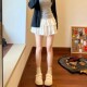 French retro white cake tutu skirt for women in spring and autumn with high-waisted A-line skirt and sweet ballet skirt