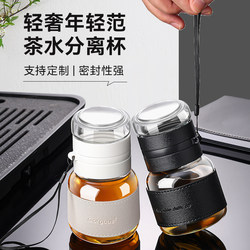 High-Quality Glass Cup, Outdoor Transparent Tea Cup, Portable Travel Cup, Anti-Scald Tea and Water Separation Cup