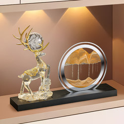 Creative Home Decor Fortune Deer Figurine, Light Luxury High-End Living Room Entrance Desk Wine Cabinet Office Quicksand Painting Decoration