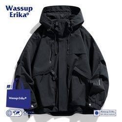 Wassup Erika Black Warrior Waterproof Jacket Men's Spring and Autumn Outdoor Hiking and Mountaineering Clothing American Workwear Jacket