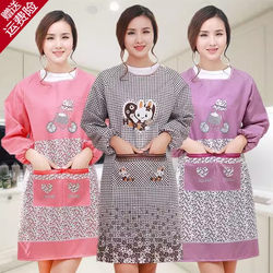 Smooth, Non-Stick, Long-Sleeved Apron for Kitchen Use, Women's Anti-Stain Sleeved Smock, Cute Housework Work Clothes for Adults