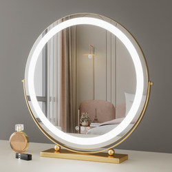 Led Makeup Mirror with Light, Desktop Large Fill Light Rechargeable Vanity Mirror, Dormitory Internet Celebrity Bedroom Style ins