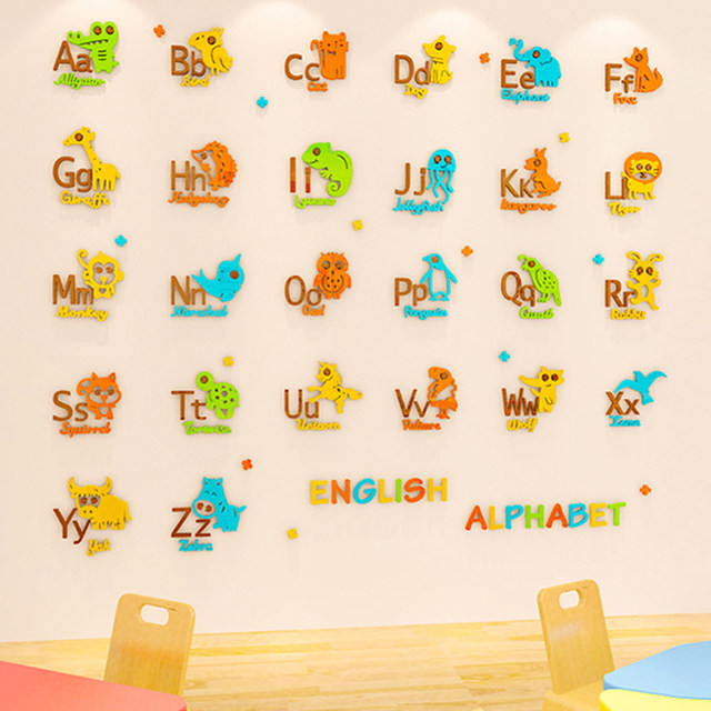 26 English alphabet wall stickers children's room kindergarten wall ...