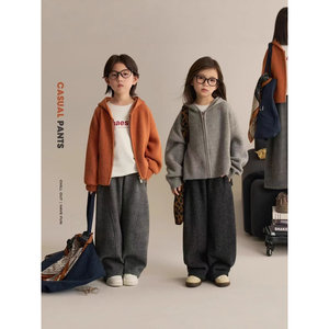 
Children's fleece trousers 2025 autumn and winter new style thickened warm scimitar pants for middle and large children