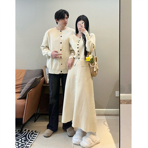 
Couple outfit autumn and winter 2025 new ins super hot sweater dress one men and one women Korean French knitted sweater trend