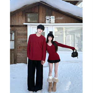 
Couple wear autumn and winter 2026 new ins super hot sweater for men and women Korean version loose French sweater jacket trendy brand