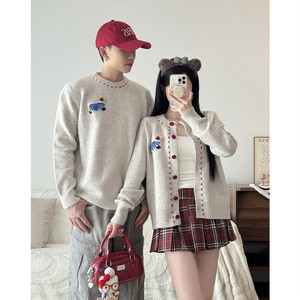 
Couple wear autumn and winter 2026 new ins super hot sweater for men and women Korean version loose French sweater jacket trendy brand