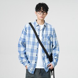 Nine Rooms Spring and Autumn Fresh Style Plaid Shirt Sunlight Boy Long Sleeve Shirt Youth Fashion Trend Plaid Jacket
