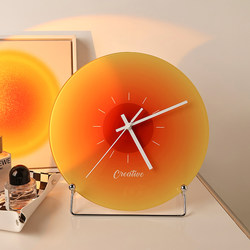 Internet-Famous Sunset Wall Clock, Simple Modern Light Luxury High-End Decorative Ornament, Creative Living Room Wall Clock, No-Drill Installation
