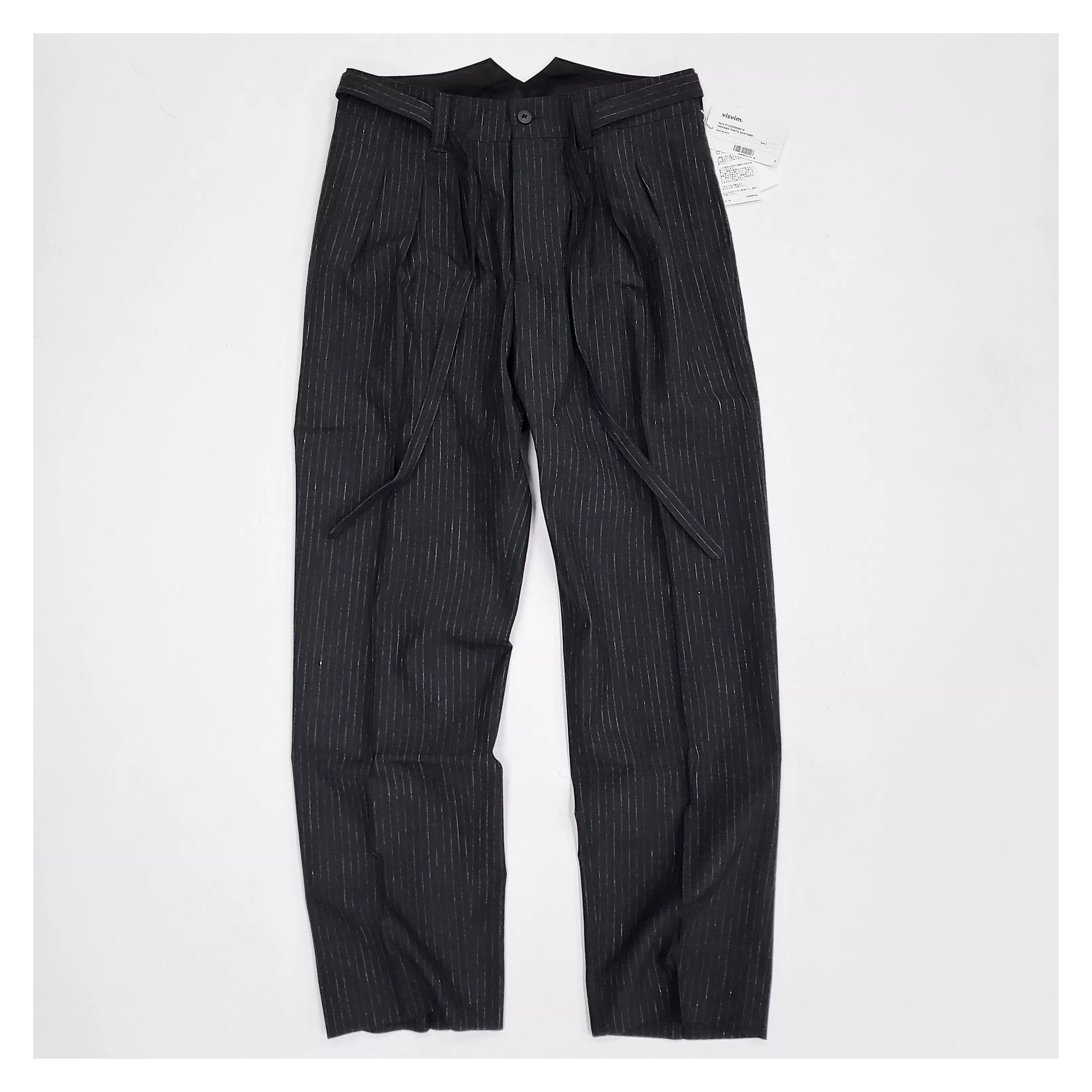 現貨VISVIM 22AW HAKAMA PANTS SANTOME 羊毛刷條紋劍道褲休閒褲-Taobao