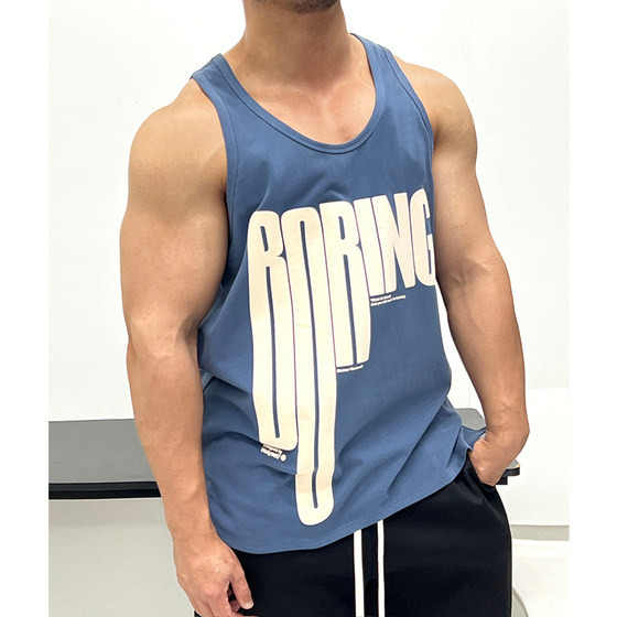 
Frosted touch, pure cotton, good texture! Muscular men's vest, sleeveless T-shirt, fitness, slim beach, loose and strong