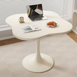 Tulip Balcony White Leisure Milk Tea Coffee Table Negotiation Table and Chair Set for Home Use Round Dining Table Irregular-Shaped Table