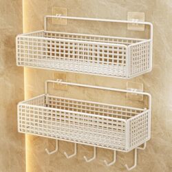 Bathroom Storage Rack, Wall-Mounted, No-Drill, Toilet Storage Shelf, Washroom Storage Basket, Hanging Basket
